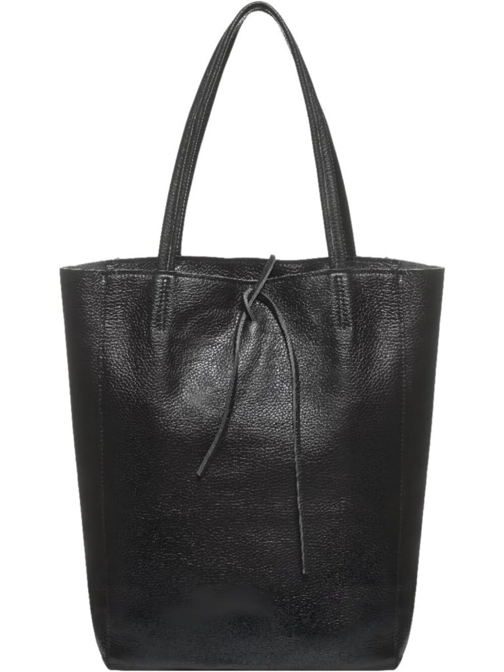 Stylish Large Black Italian Leather Tote Bag for Women - Slouchy Chic Purse